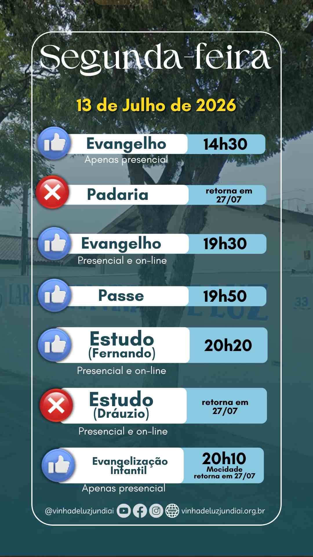 Agenda da segunda-feira