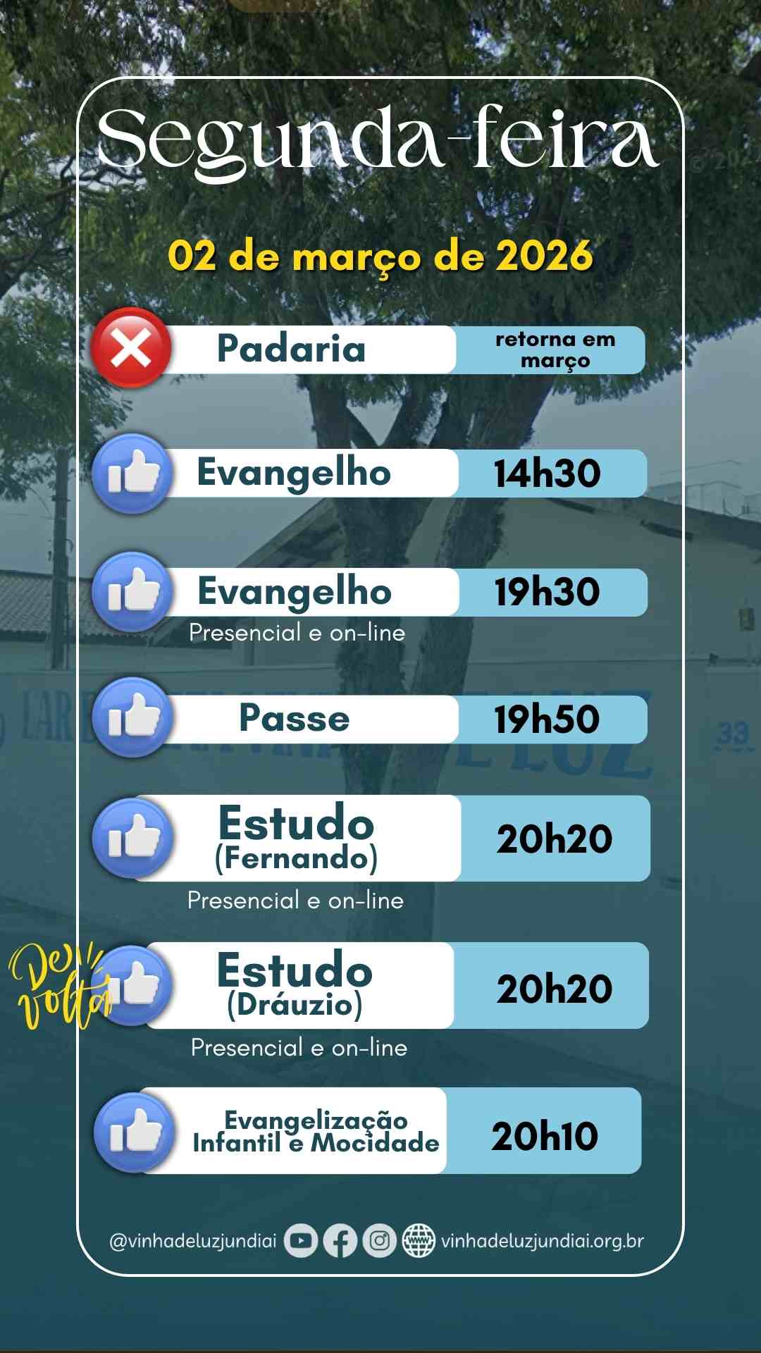 Agenda da segunda-feira